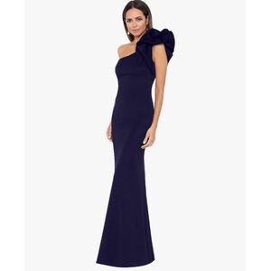 Betsy & Adam Navy One Shoulder Cocktail Evening Dress Women’s Size4 Formal Party